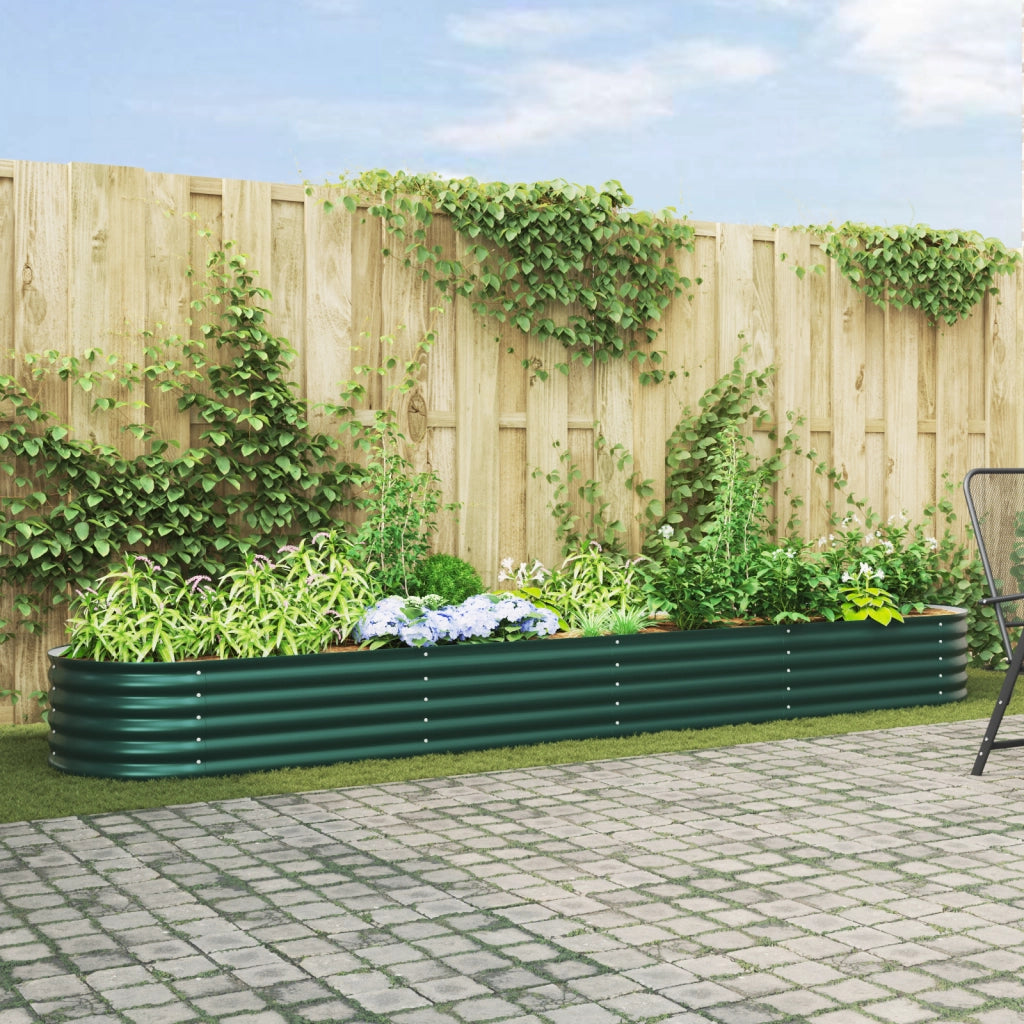 Letto da Giardino Rialzato Verde 400x80x44 cm in Acciaio Galvanizzato