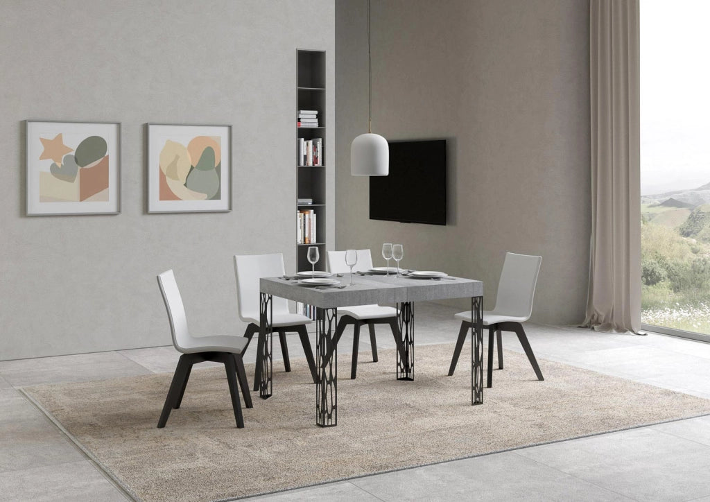 Tavolo Allungabile 110-194x70x77 cm Ghibli Cemento e Antracite