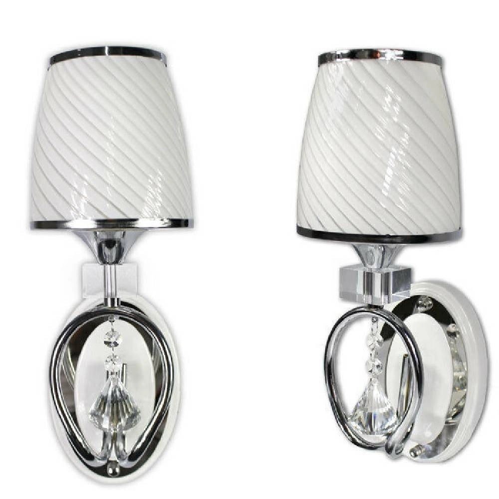 Trade Shop - Applique Parete Lumetto Muro Attacco E27 Oro Argento Abat Jour Lume In Vetro E18 -
