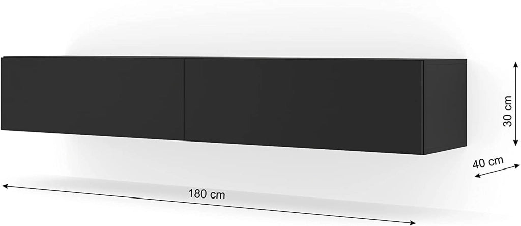MOBILE TV PORTA TV STAND TV SOGGIORNO BINGO 180x40x30 NERO OPACO