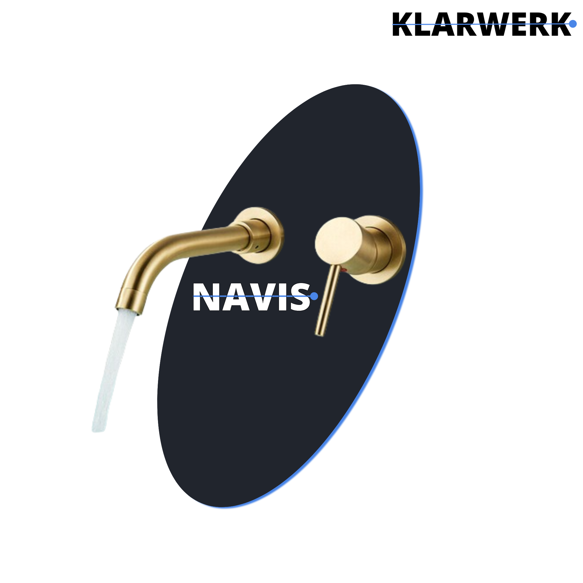 NAVIS |Rubinetto da bagno montaggio a parete in 2 parti oro spazzolato semplice in acciaio inox a parete per bagno|Miscelatore  gastronomico per hotel