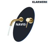 NAVIS |Rubinetto da bagno montaggio a parete in 2 parti oro spazzolato semplice in acciaio inox a parete per bagno|Miscelatore  gastronomico per hotel