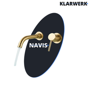 NAVIS |Rubinetto da bagno montaggio a parete in 2 parti oro spazzolato semplice in acciaio inox a parete per bagno|Miscelatore  gastronomico per hotel