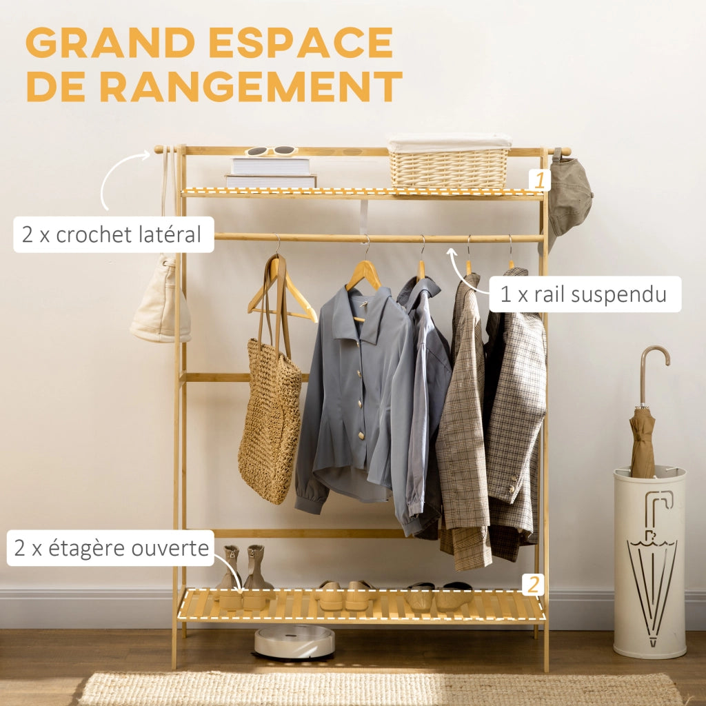 Appendiabiti porta abiti con 2 ripiani ¨C zephmum ¨C in bamb¨´