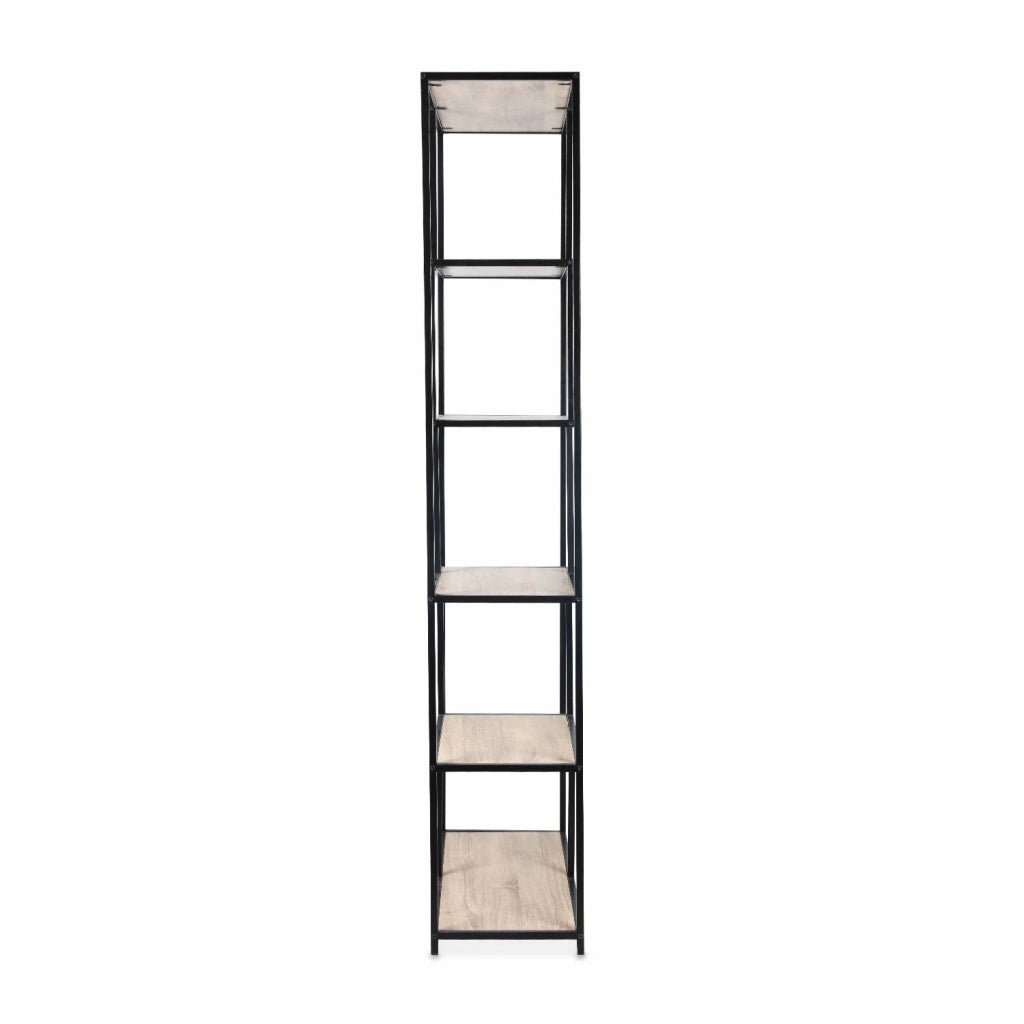 Libreria industriale in metallo e legno, 6 livelli, marrone naturale