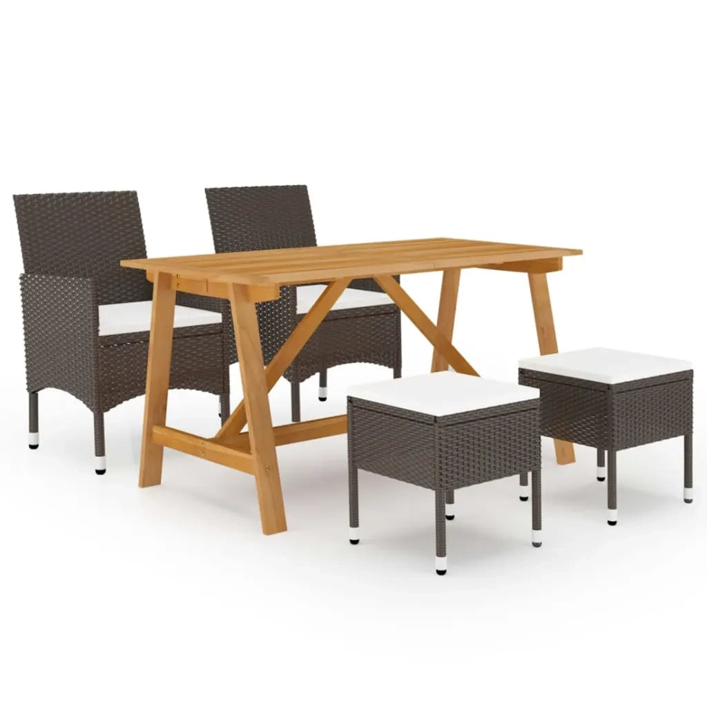 Set Mobili da Pranzo per Giardino 5 pz Marrone cod mxl 69232