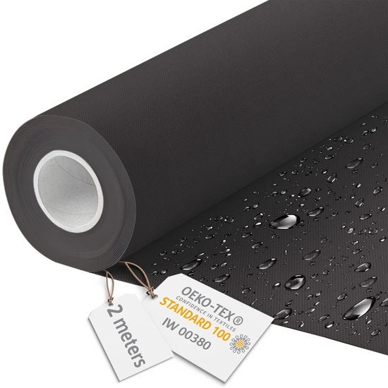 Tela Acquastatica per metro 160 cm largo - Tessuto acqua resistente 220 g/m2 600D - Tela impermeabile per metro Nero 2M