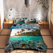 Completo Letto Lenzuola 100% Cotone Set Lenzuolo Moderno Sotto Sopra Federe Due Stampe In Altissima Definizione Dis3MaredeiTropici - Matrimoniale