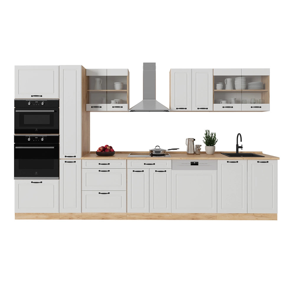 Vicco Cucina completa  Casa di campagna bianca/quercia dorata 350 cm , PL Antracite