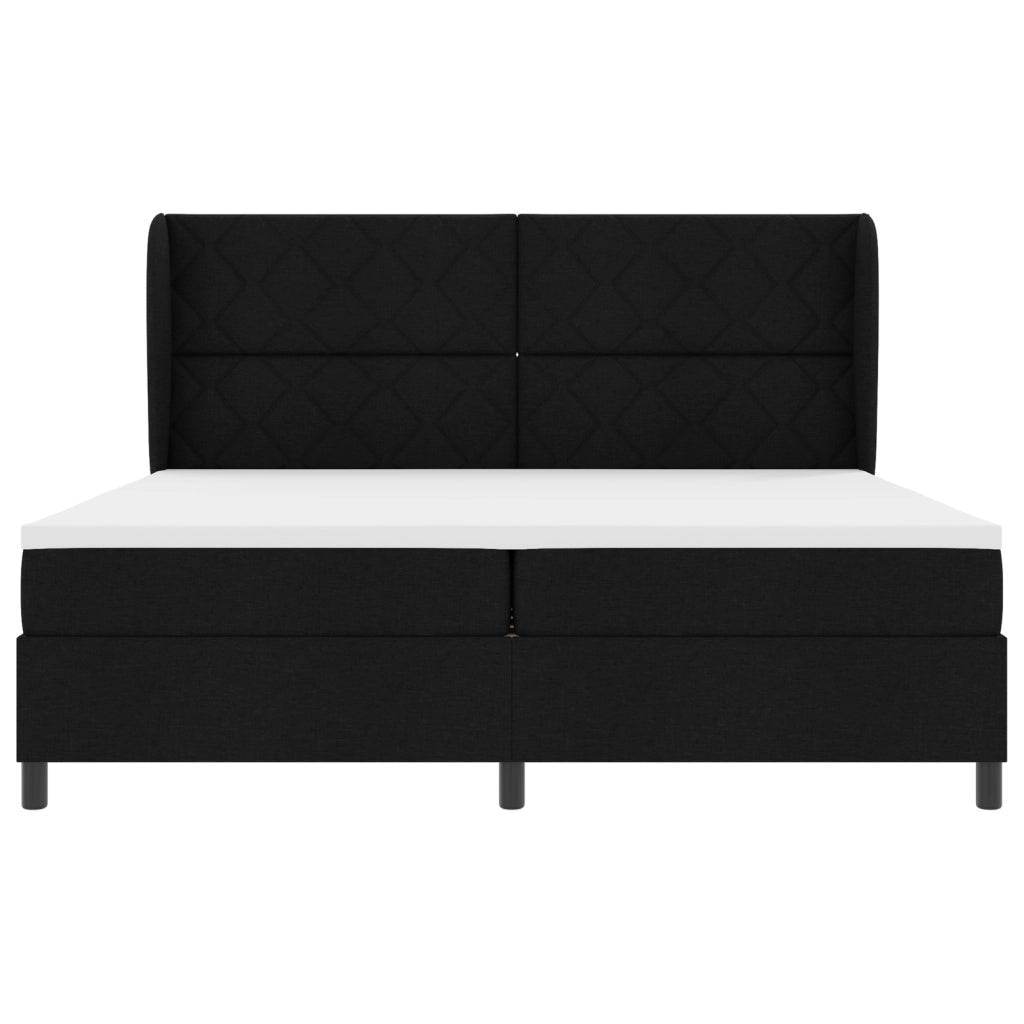 Letto a box spring  con materasso, Nero, 200x200 cm, Tessuto
