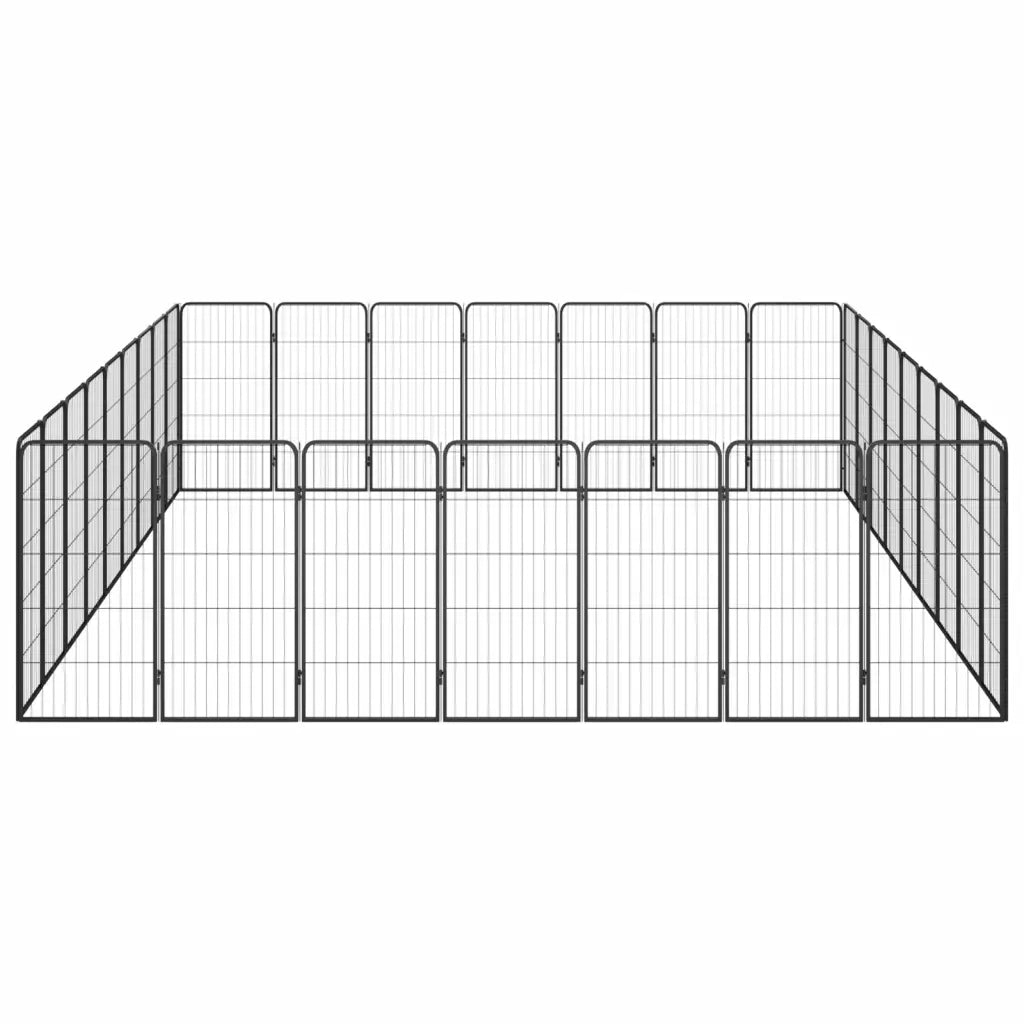 Box Cani 32 Pannelli Nero 50x100 cm Acciaio Verniciato Polvere 3115964