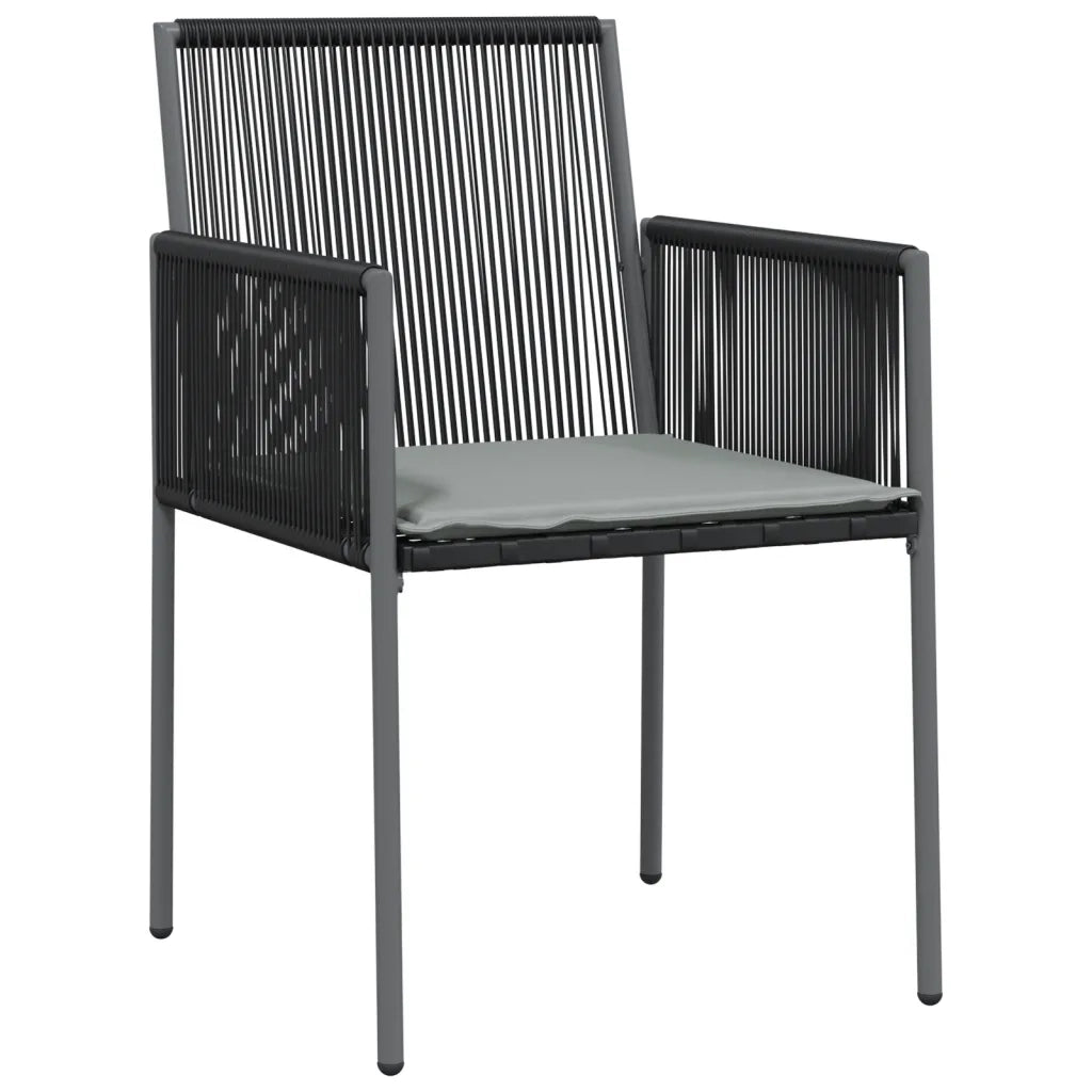 Set Pranzo Giardino 5 pz con Cuscini Polyrattan e Acciaio Nero 3187067