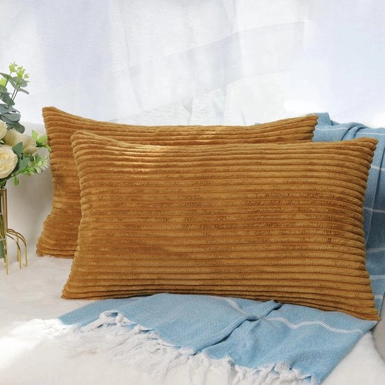Set di copri cuscino corduroy a righe, 2 pezzi, copri cuscino 30x50 cm, per cuscini decorativi, divani, poltrone.