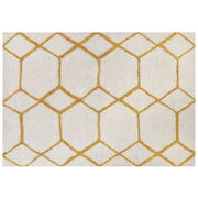 Tappeto in cotone bianco e giallo motivo a geometrico 160 x 230 cm camera da letto soggiorno ingresso