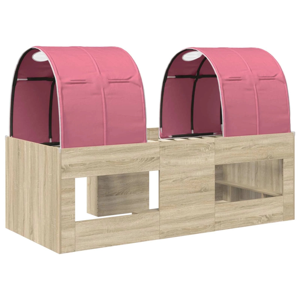 Letto Alto per Bambini con Tunnel Rovere Sonoma e Rosa 3423542