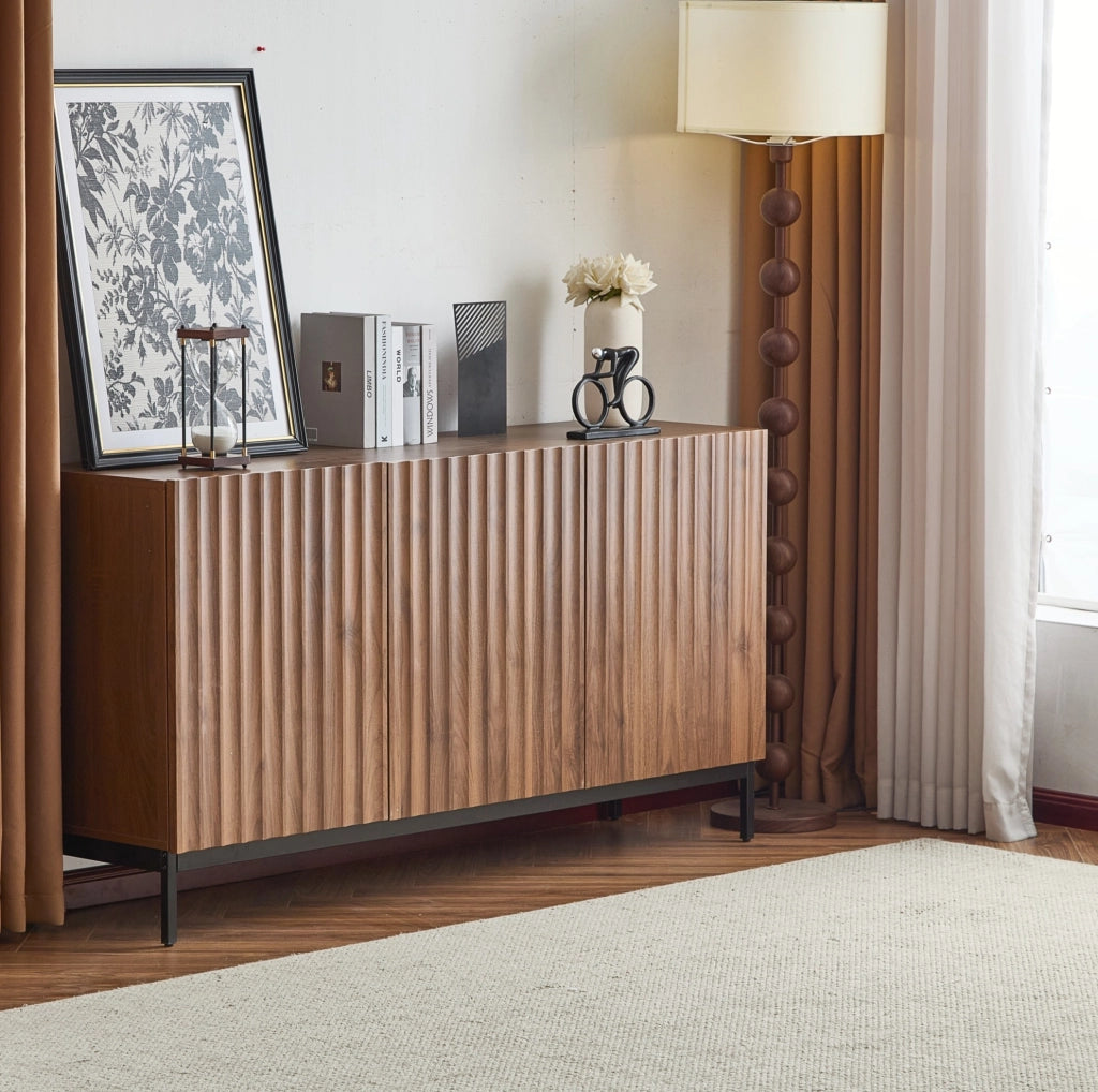 Credenza moderna marrone scuro 150x40x80 cm con ante ondulate