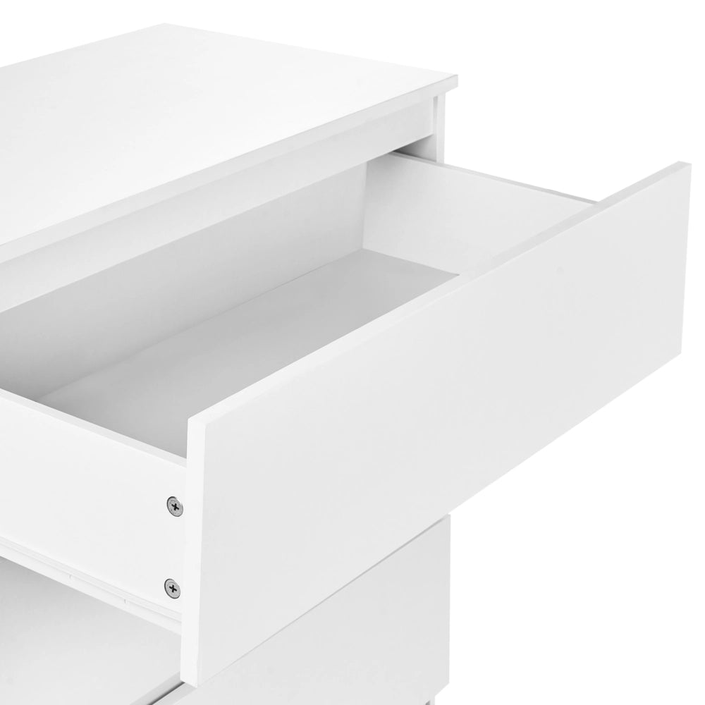 Cassettiera in truciolato bianco 4 cassetti 100 x 80 cm Soggiorno Camera da letto Corridoio Design scandinavo
