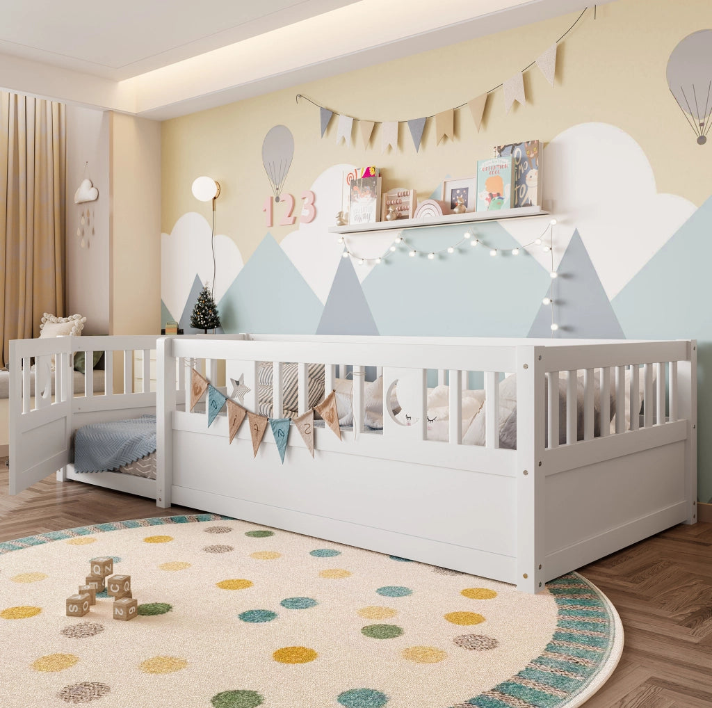 Letto per bambini 90x190 cm in pino bianco con sponde