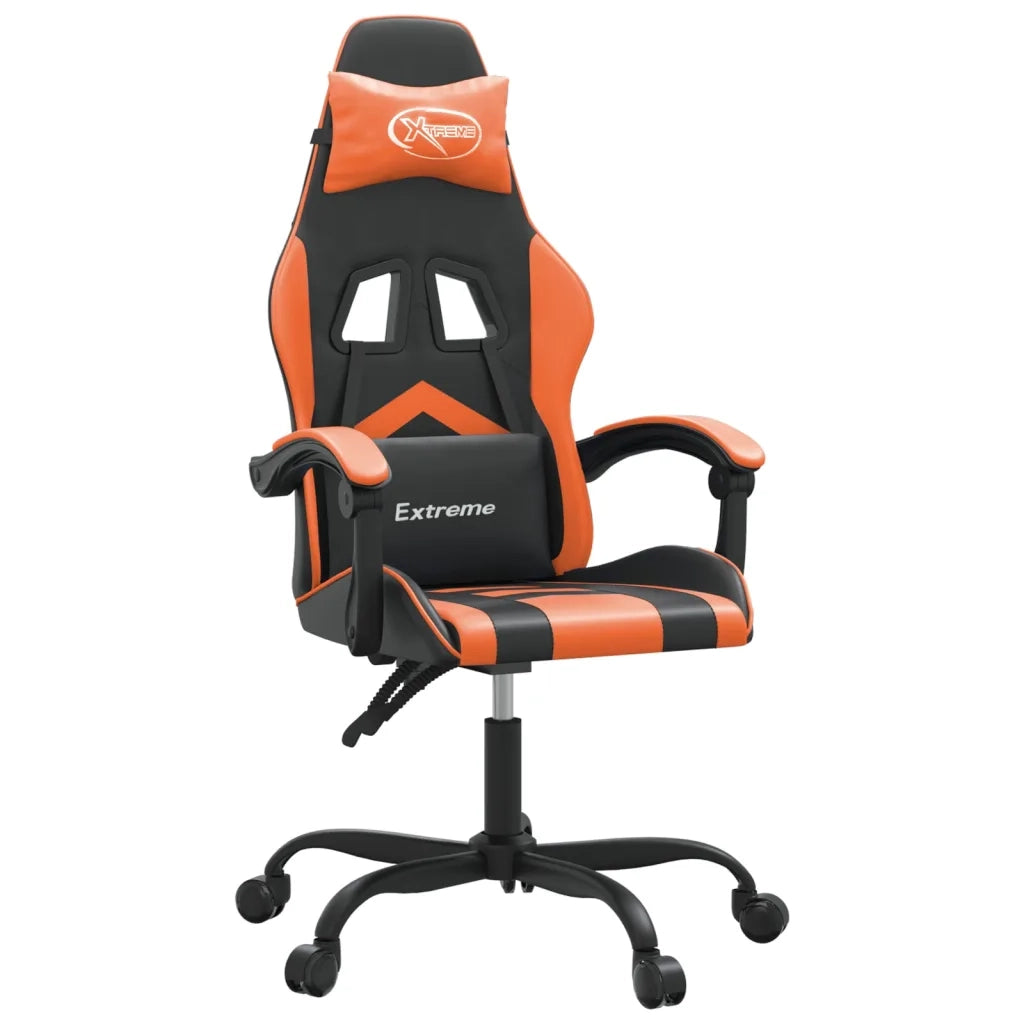 Sedia da Gaming Girevole Nero e Arancione in Similpelle cod mxl 60353