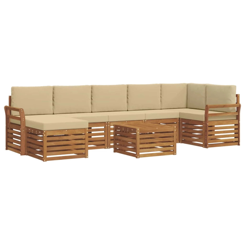 Set di divani da esterno con cuscino 8 pcs Naturale e Beige