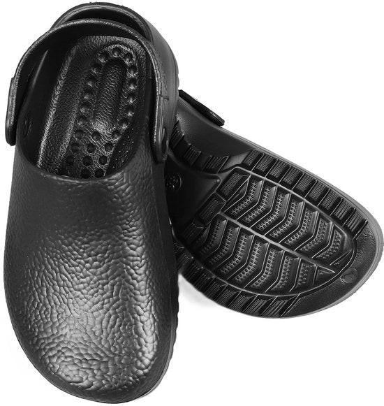 Scarpette Antislip per Lavoro - Nero - Progettate per Evitare Scivolamenti - Respiranti - Utilizzo Estivo - Materiale EVA-Rubber