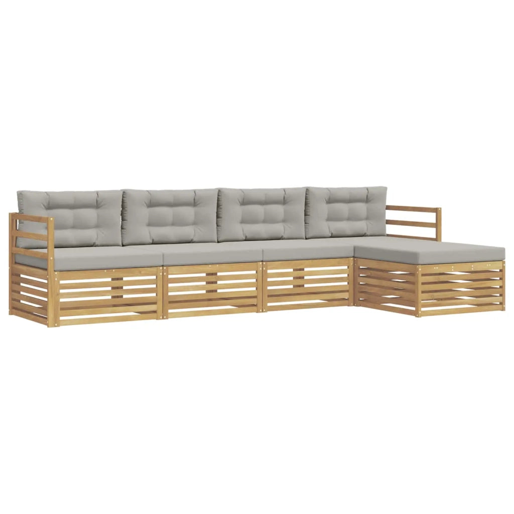 Set di divani da esterno 5 pz Bianco e Grigio Chiaro Poliestere 3390306