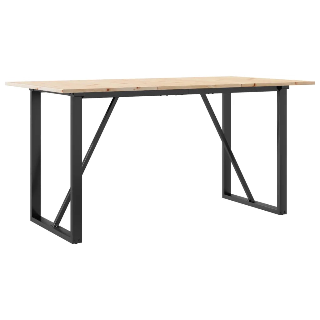 Tavolo da Pranzo Telaio a O 160x80x75 cm Legno Pino e Acciaio