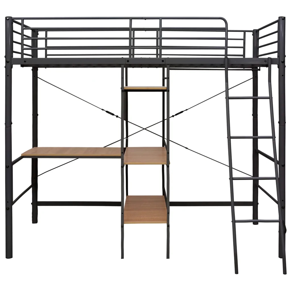 Letto a Castello con Tavolino Grigio in Metallo 90x200 cm cod mxl 48733