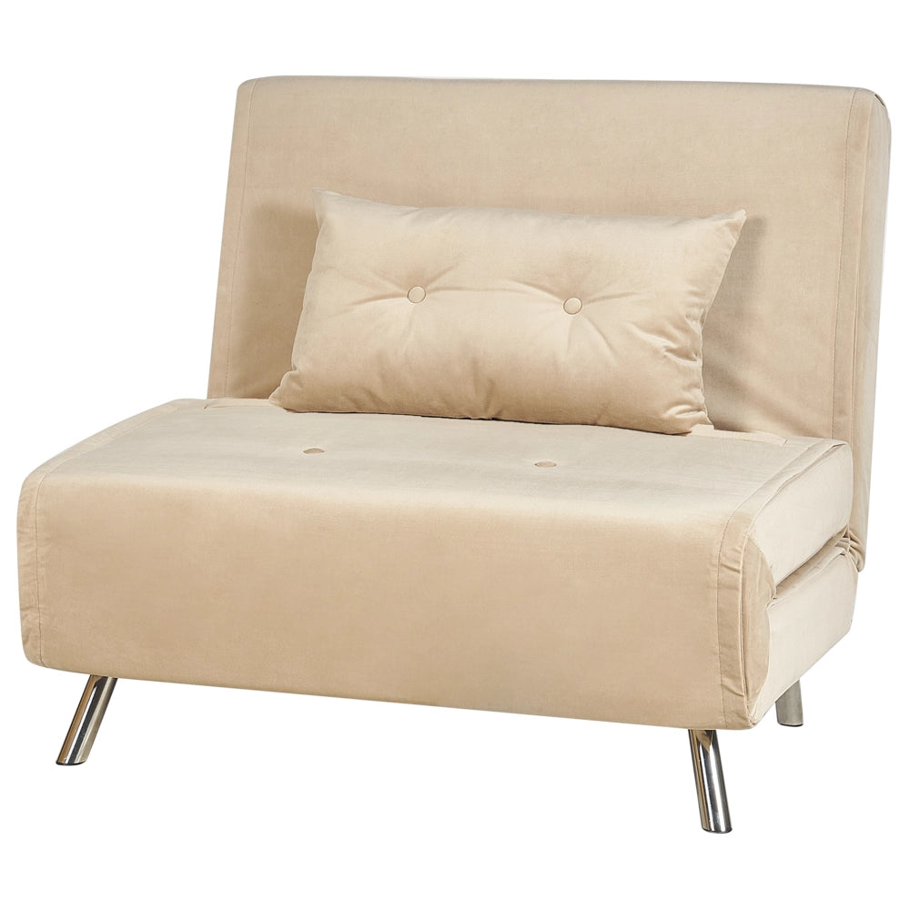 Divano letto di colore beige velluto imbottito poltrona letto singolo pieghevole soggiorno