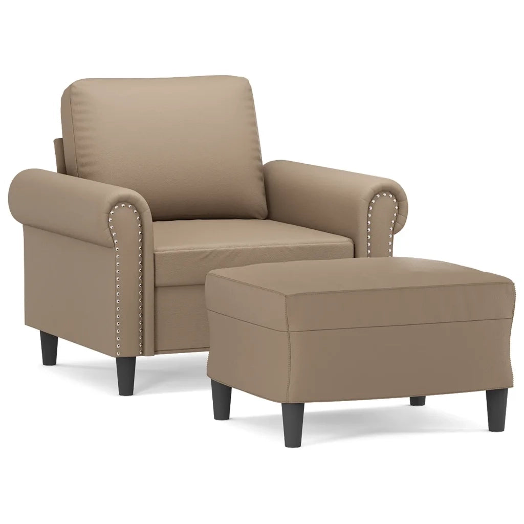 Poltrona | Sedia Relax con Poggiapiedi Cappuccino 60 cm in Similpelle