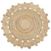 Tappeto tappetino Iuta Beige Rotondo Soggiorno di Campagna ø 120 cm
