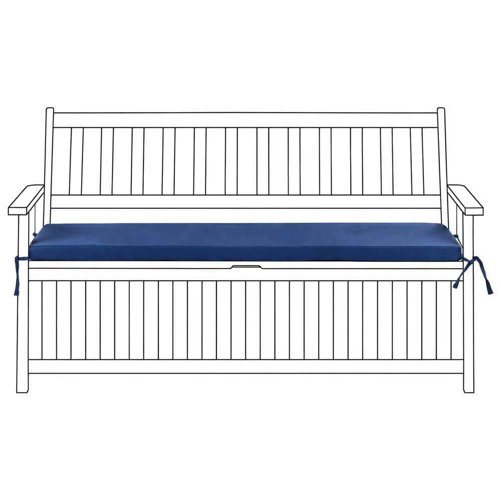 Cuscino per panche da esterno con lacci e rivestimento sfoderabile in tessuto blu con lacci, resistenti ai raggi UV e idrorepellenti