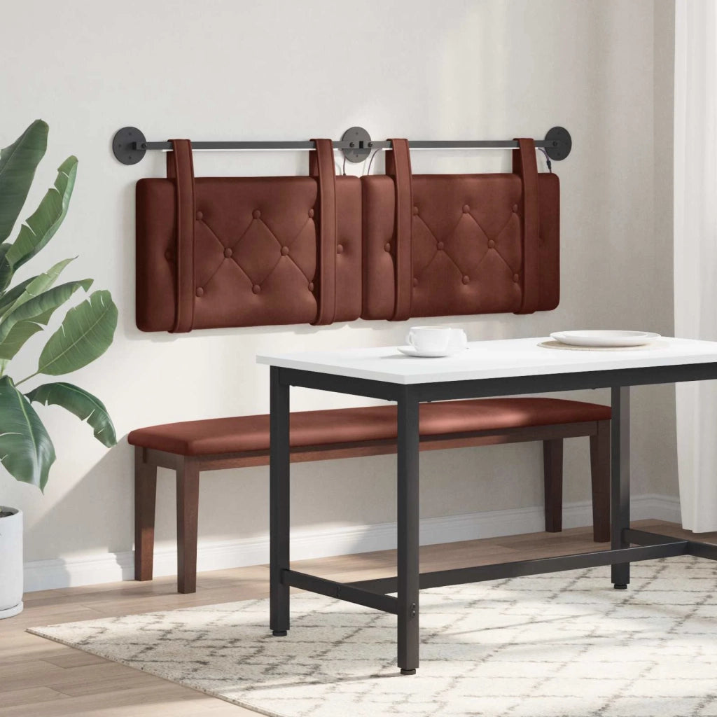 Testiera | Testata sospesa Con luce LED Marrone Lucido PU Antico