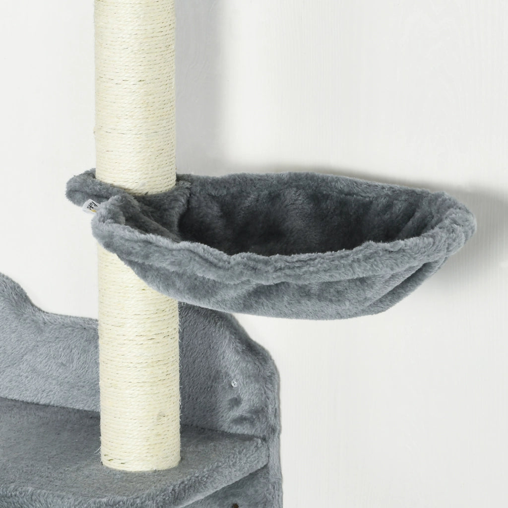Set per gatti con arrampicata e amaca ¨C zephmum ¨C grigio+crema 40x28x73cm
