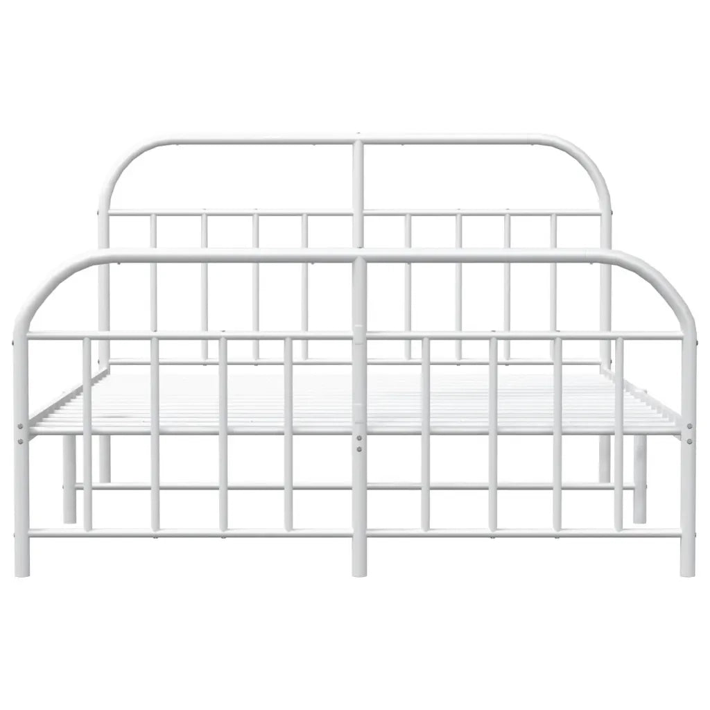 Giroletto con Testiera e Pediera Metallo Bianco 140x190 cm