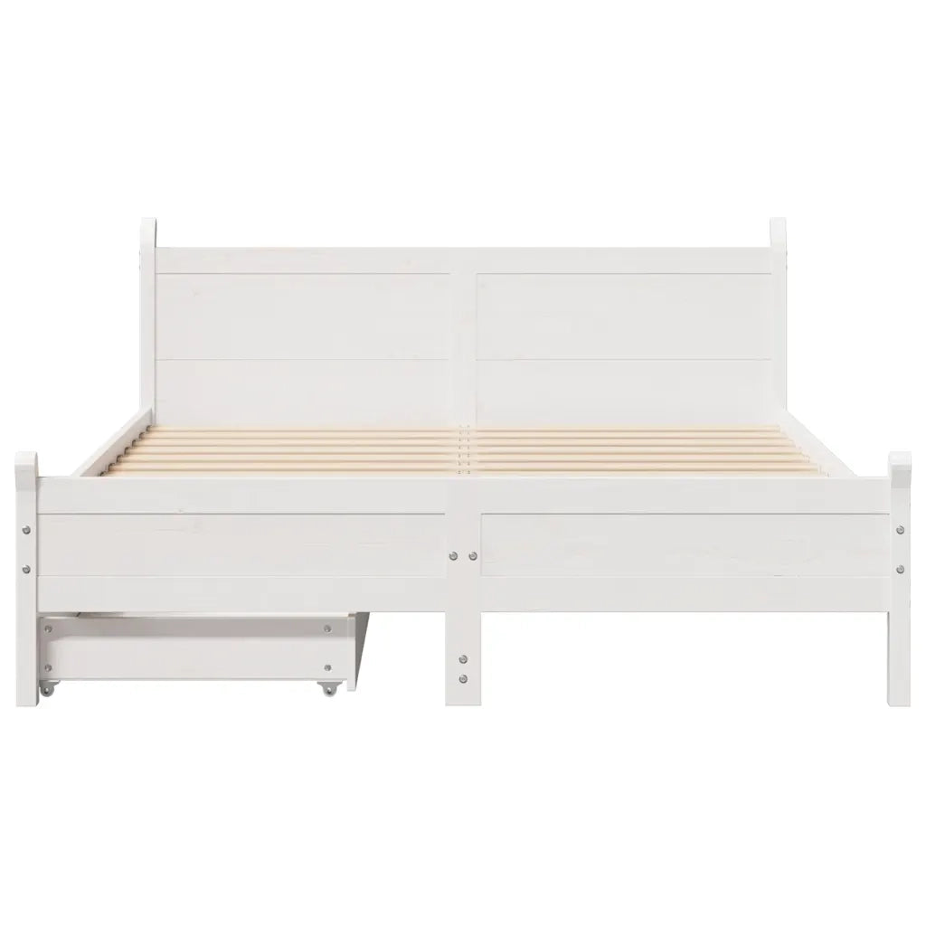 Letto senza Materasso Bianco 160x200 cm Legno Massello di Pino