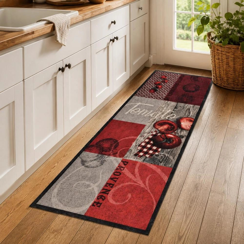 Washable Kitchen Floor Mat, Tomato Design, 60x180 Cm