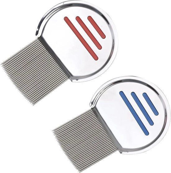 Due Lice Combs in Acciaio Inossidabile - Spazzola per Peli per Capelli Lunghi e Spessi - Durevole e Riciclabile
