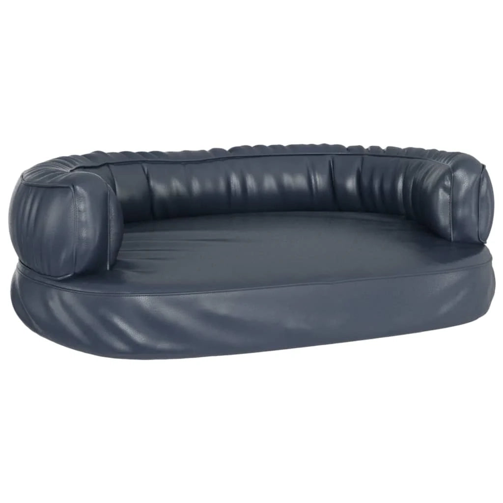 Cesta per cuccia per cani comodo divano ergonomico schiuma scura 60 x 42 cm similpelle blu 02_0043144