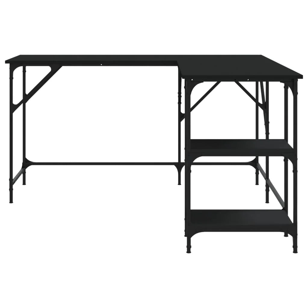 Scrivania tavolo postazione di lavoro mobile per computer studio 139 x 139 x 75 cm legno ingegnerizzato nero 02_0023903