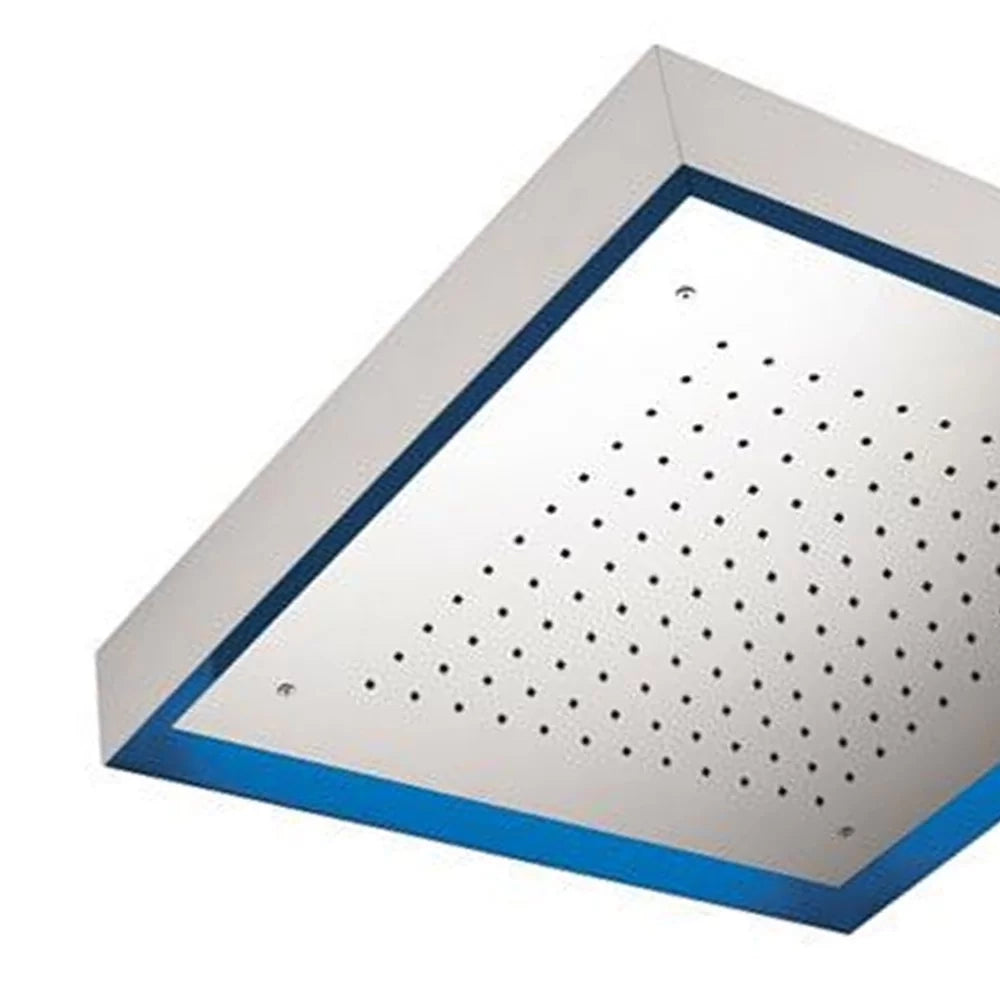Soffione quadro retroilluminato a soffitto in acciaio inox