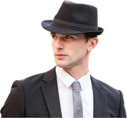 Fedora Trilby per Signori - Cappello con Larga Banda Jazz Vintage Stile Cappello per Uomini - Inverno Cappello a Cilindro Stile Gangster