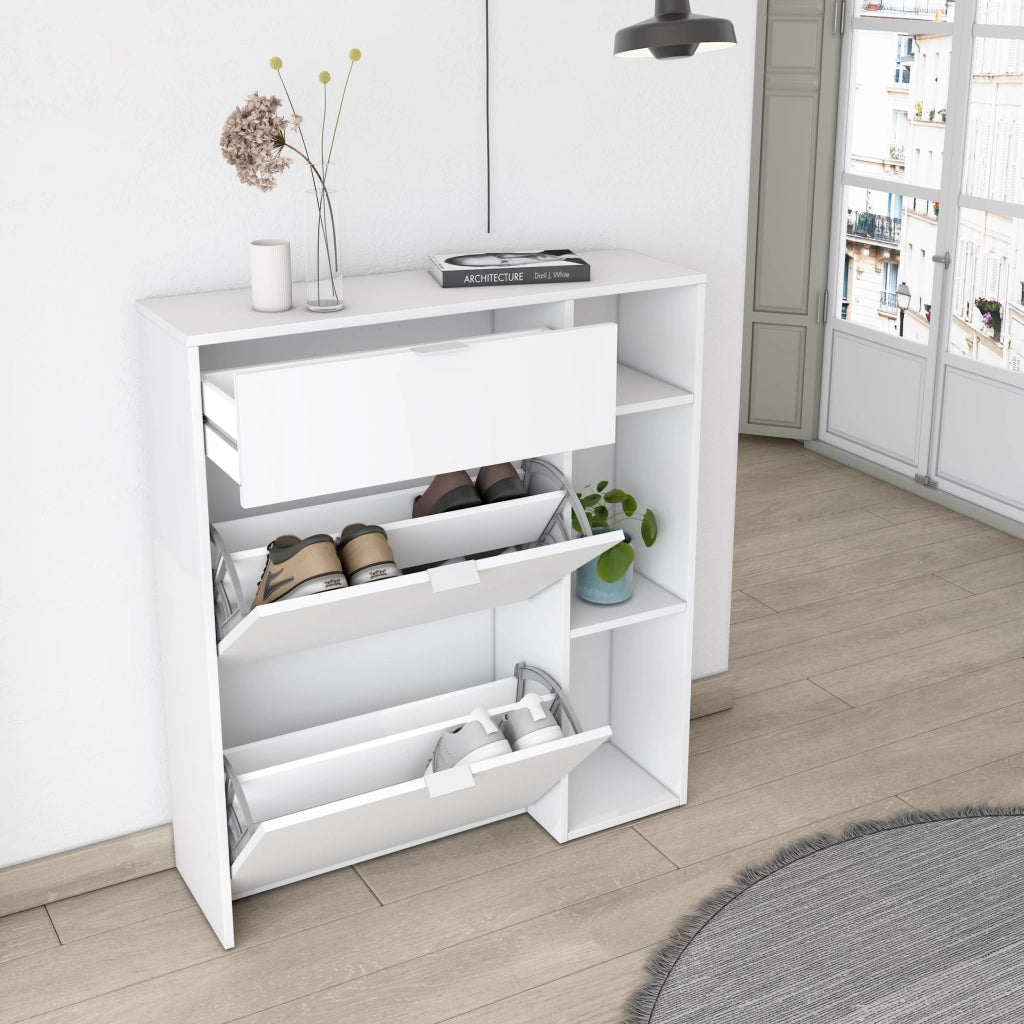 Scarpiera Ingresso, 90x27x102cm, 10 paia di scarpe, Armadio, Bianco