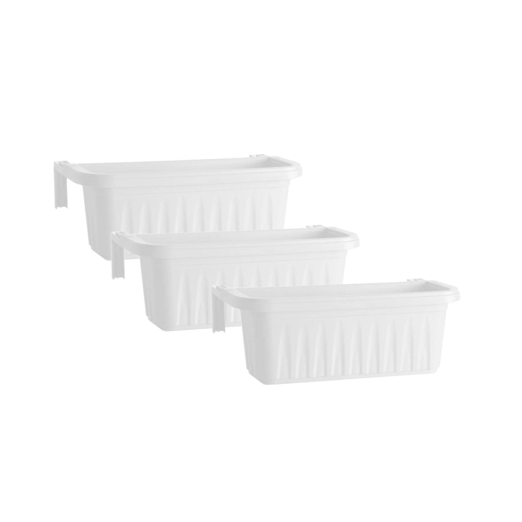 Rondine 50 - set di 3 balconiere da 50cm con agganci regolabili e riserva d'acqua Bianco