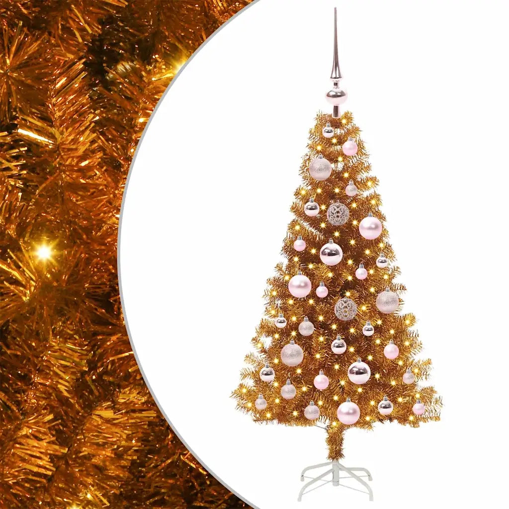 Albero di Natale con 150 LED con supporto Oro 120 cm PET 3396605