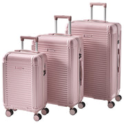 Set di 3 valigie rosa in materiale sintetico con ruote silenziose in ferro e cerniera antifurto 3 misure Lucchetto TSA Comodità