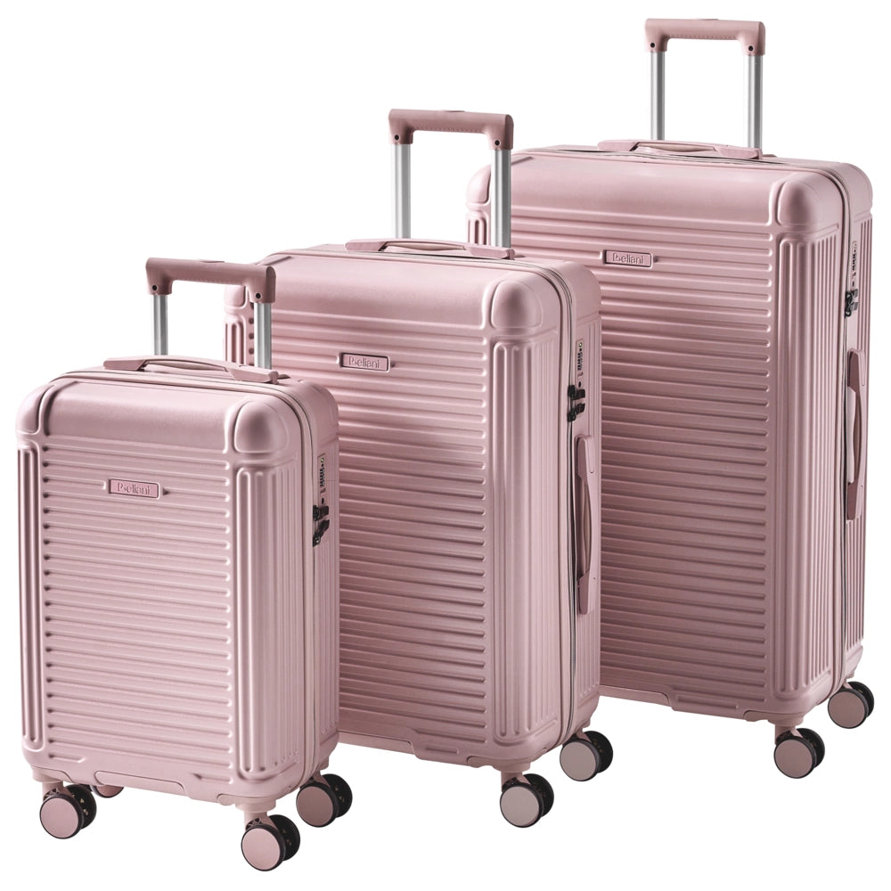 Set di 3 valigie rosa in materiale sintetico con ruote silenziose in ferro e cerniera antifurto 3 misure Lucchetto TSA Comodità