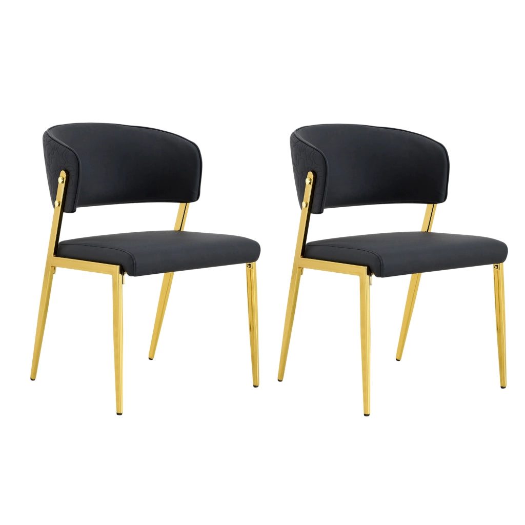Set di 2 sedie da cucina 74x53.5x51 cm ergonomiche in PU nero