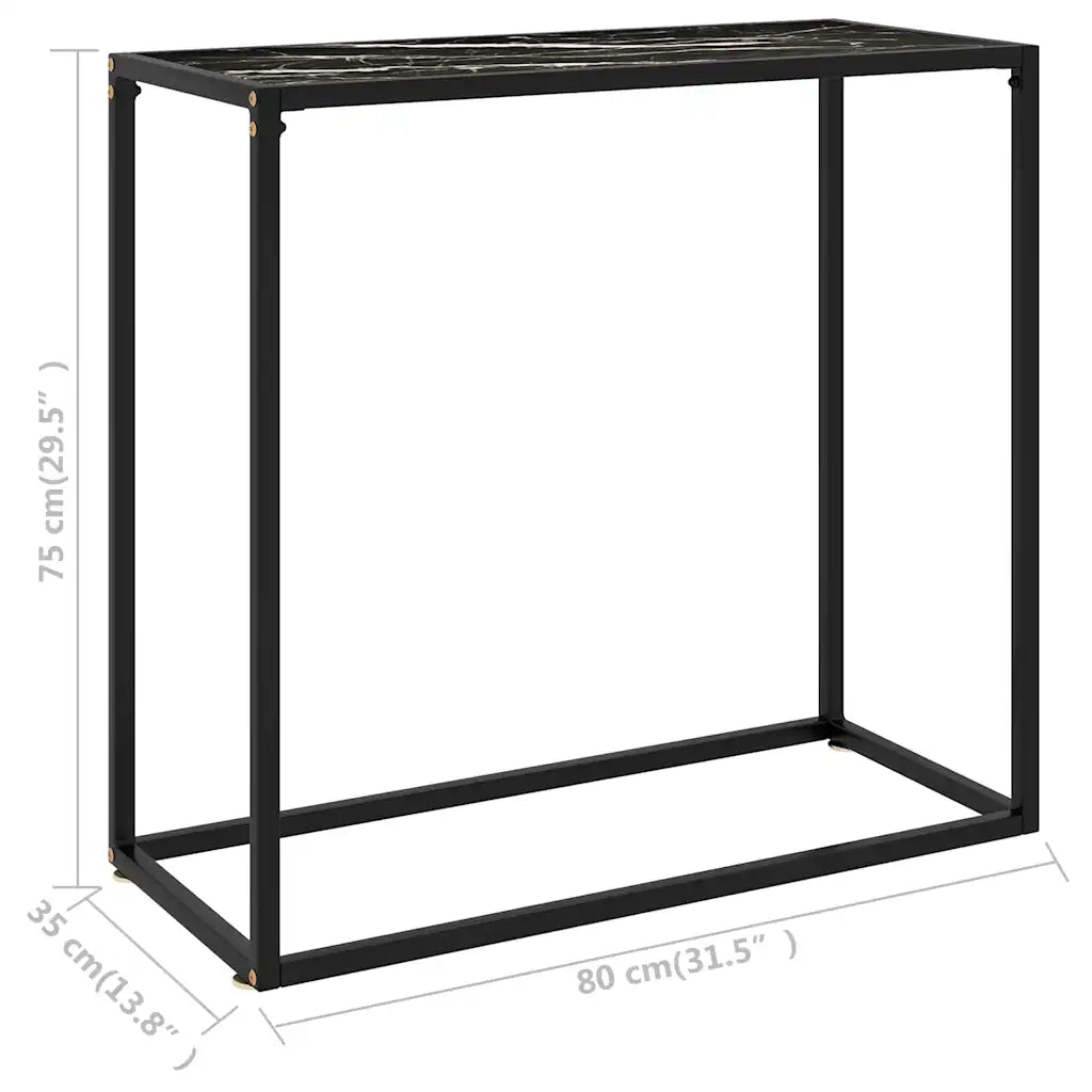 Tavolo Consolle | Tavolo d'Ingresso Nero 80x35x75 cm in Vetro Temperato
