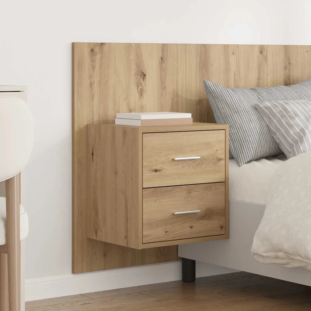 Testiera | Testata con Comodino 3 pcs Rovere artigianale Legno multistrato